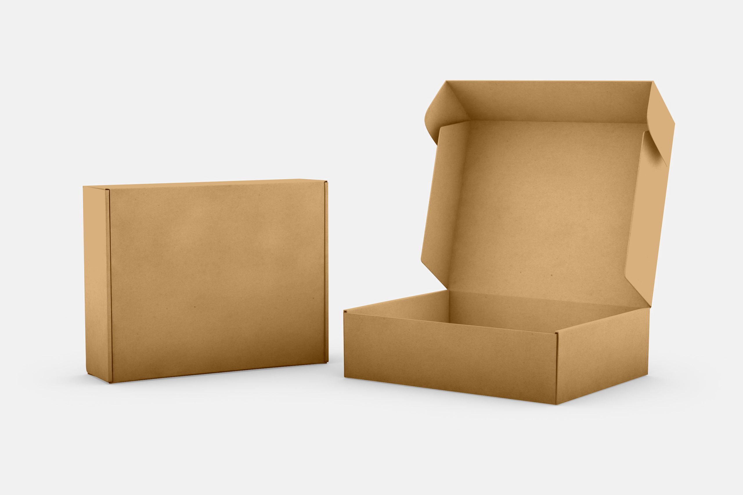 Cardboard mailbox on white background.